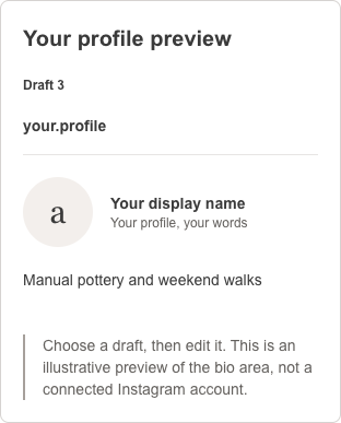 Named Draft 3 profile preview using manually written sample text.