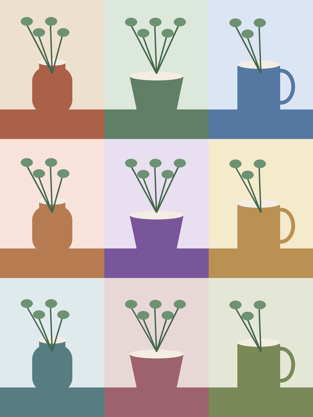 Nine original project illustrations arranged in a real exported grid composite.